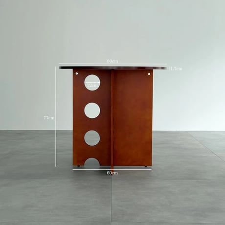 table-03191　ブラウン ホールレッグ ラウンドテーブル 80cm