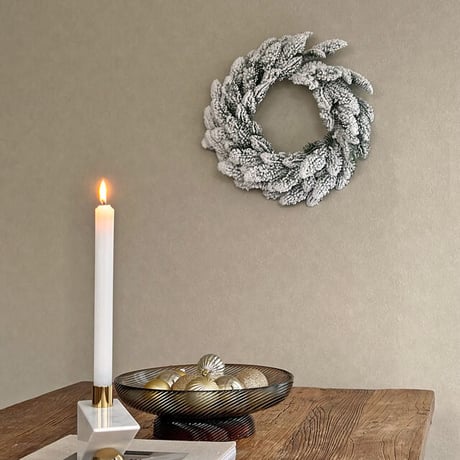 wreath-03001　クリスマスリース 40cm LEDライトガーランド付き