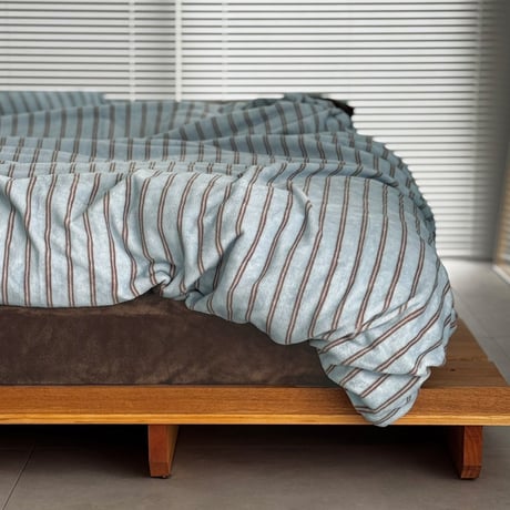beddingsets-03126　blue×brown あたたか ファイバー厚手 起毛 ストライプ 布団カバーセット