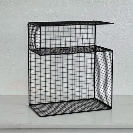 rack-03053　アイアンメッシュ S型 ウォールラック ブラック
