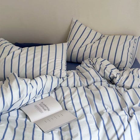 pillowcase-03003　ホワイト×ブルー ペンシルストライプ 枕カバー 2枚セット