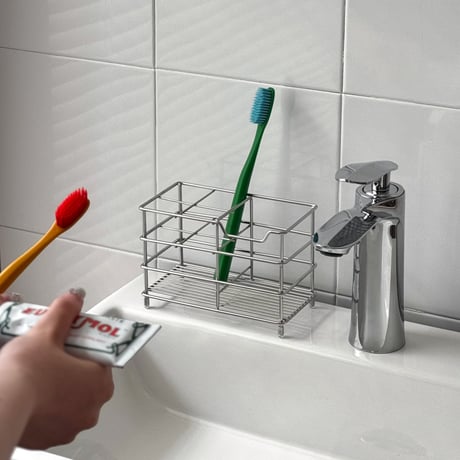 予約販売6月中旬～6月下旬頃発送予定　oralcare-03008　ステンレスフレーム 歯ブラシスタンド ホルダー W15cm