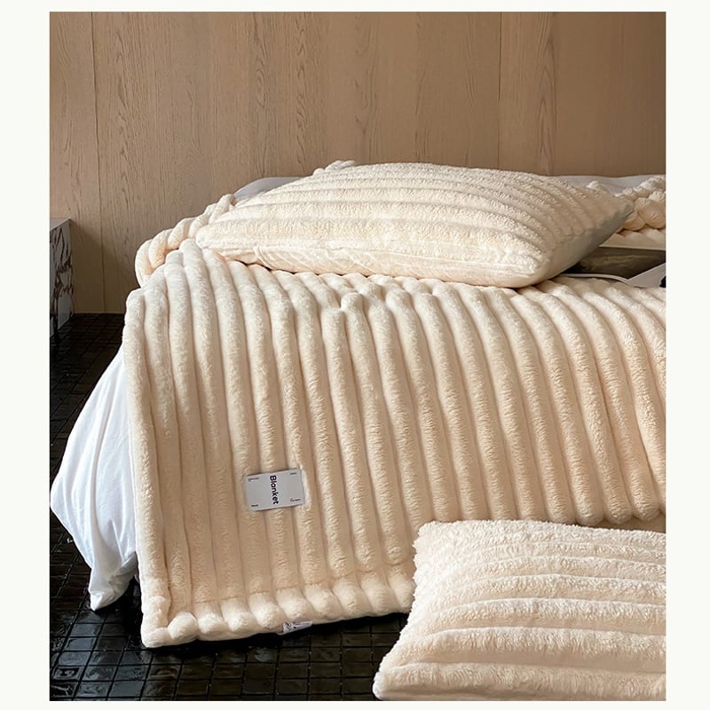 pillowcase-03014 ストライプ ラビットファー ふわふわ毛布 枕 pillowcase-03014 ストライプ ラビットファー ふわふわ毛布 枕