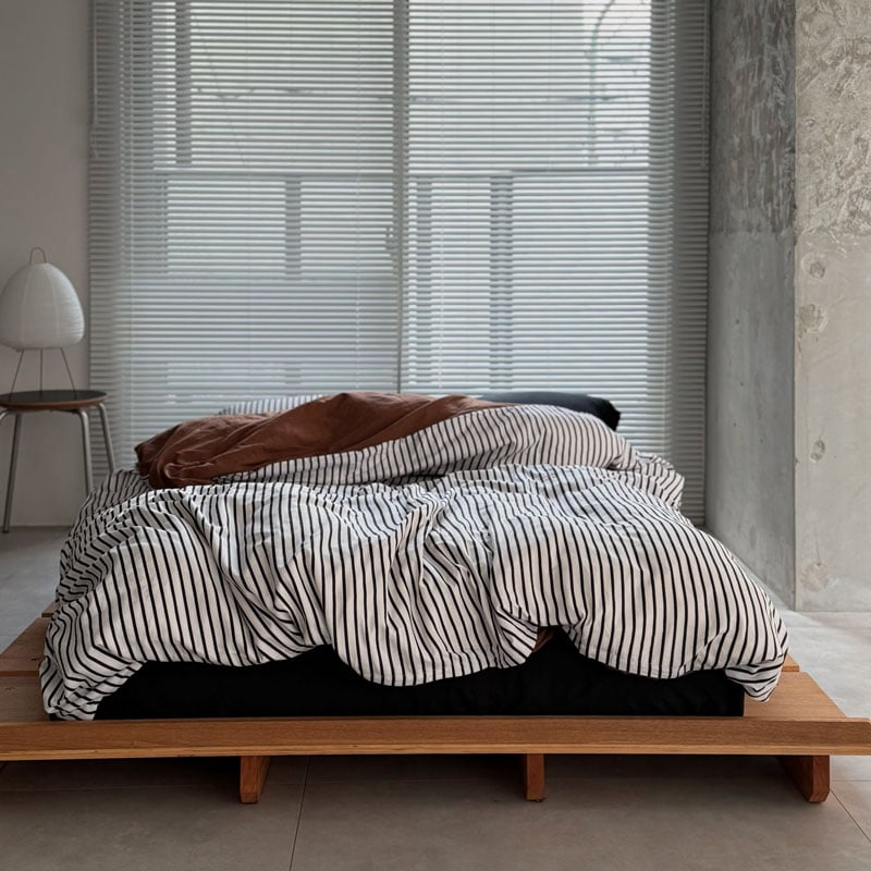 beddingsets-03127 stripe×black×brown リバーシブルストライ