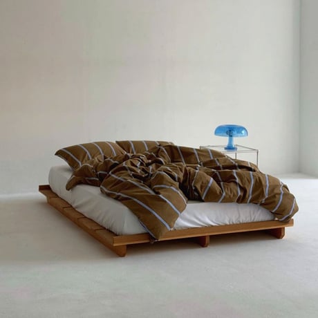 beddingsets-03082　brown×blue ペンシルストライプ 布団カバーセット