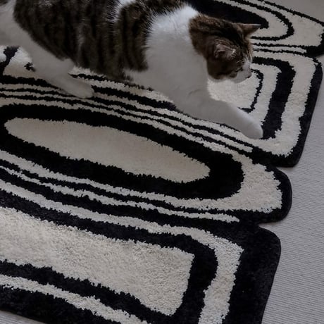 rug-03063　Geometric モノトーン ラグ 80cm×110cm