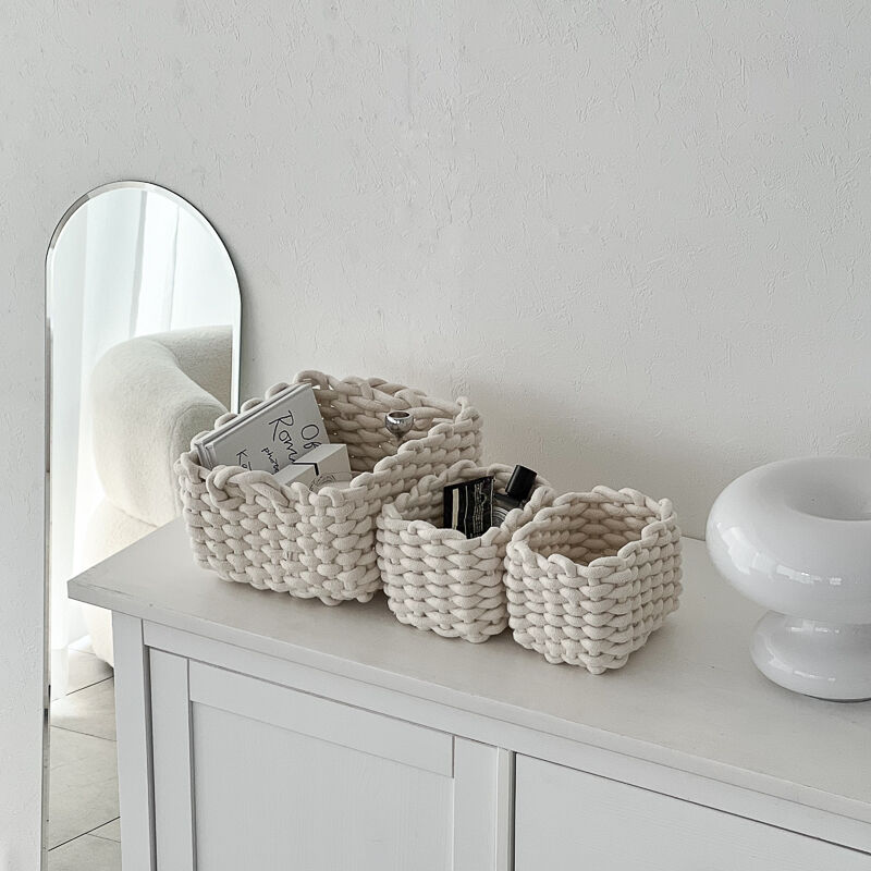 box-03023 ロープ編み バスケット 3個セット | ART OF BLACK