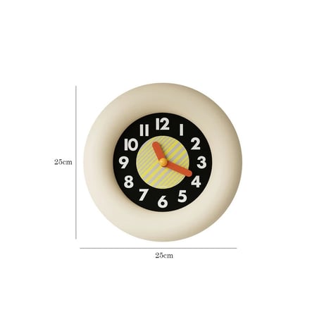 clock-03075　cream ラウンド チャビーフレーム 掛け時計 静音