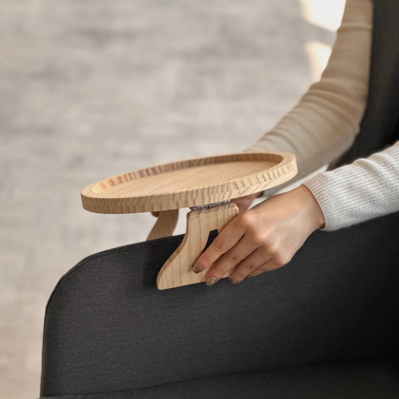 tray-03109 ウッド ラウンド ソファアームトレイ | ART OF BLACK