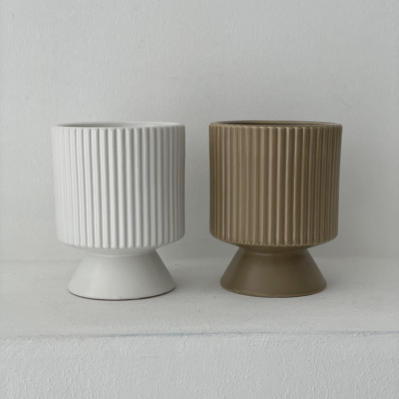 gardening-03024 ストライプ セラミック鉢カバー 4号鉢 プランター