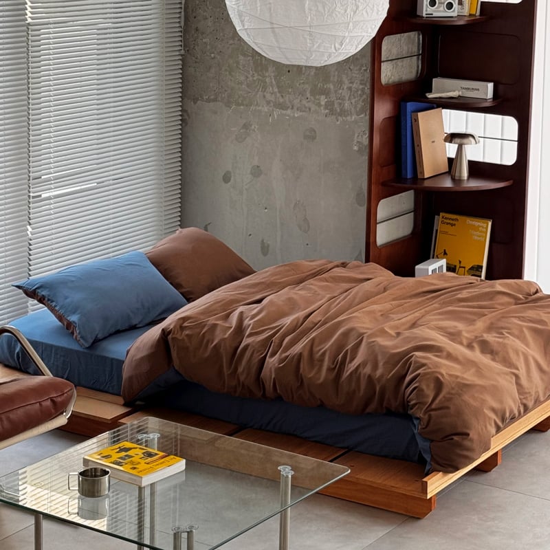 beddingsets-03115 blue×brown リバーシブル 布団カバーセット |