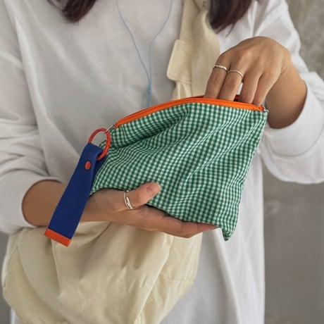 stationery-03038　Plaid Pattern ストラップ付き ペンケース マルチポーチ