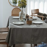 【一部予約商品】　tablecloth-03015　無地 テーブルクロス 130×180 リネン混  綿麻 撥水