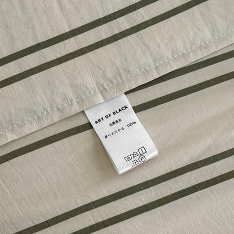beddingsets-03092　ivory×khaki グレーシーツ ダブルストライプ 布団カバーセット