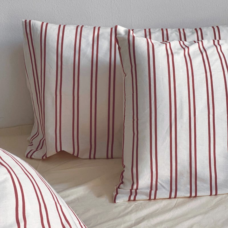 beddingsets-03002 white×red ダブルストライプ 布団カバー beddingsets-03002 white×red ダブルストライプ 布団カバー