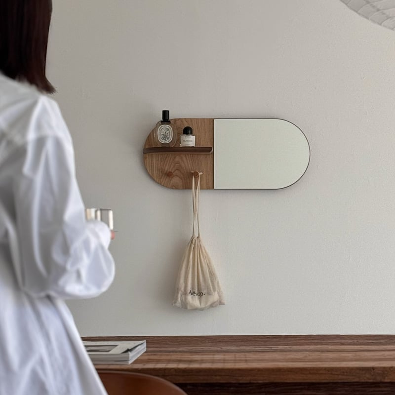 予約販売2月下旬～3月上旬頃発送予定 mirror-03123 オーバル ウッド