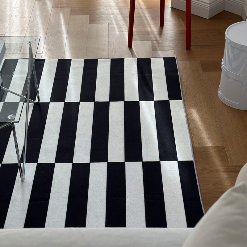 rug-03067 ホワイト＆ブラック ストライプラグ 140×200cm 160×230cm