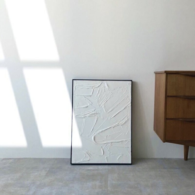 poster-03052 Texture-White アート絵画 油絵 手書き 70×50cm