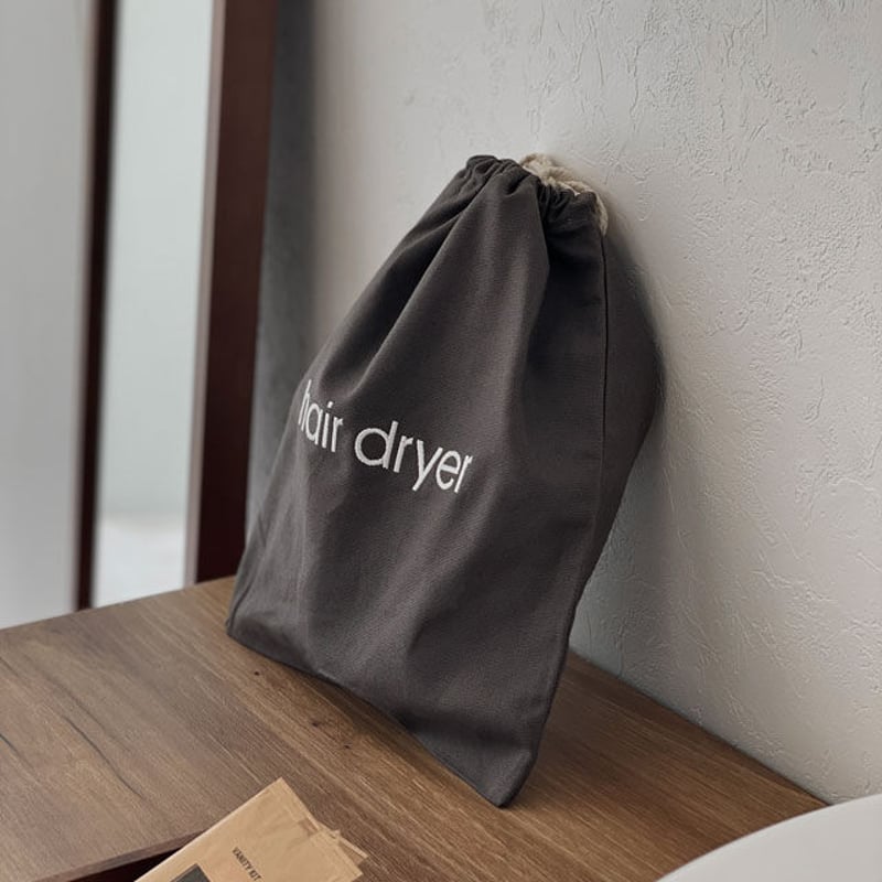 travel-03003 embroidery ドライヤーポーチ 巾着 | ART OF BLACK