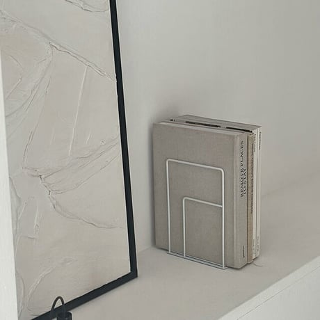 bookend-03019　 square line アイアン ブックスタンド 2個セット