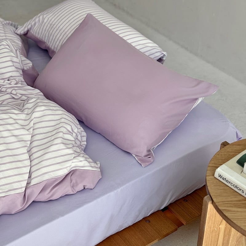 beddingsets-03049 パープルストライプ リバーシブル 布団カバー