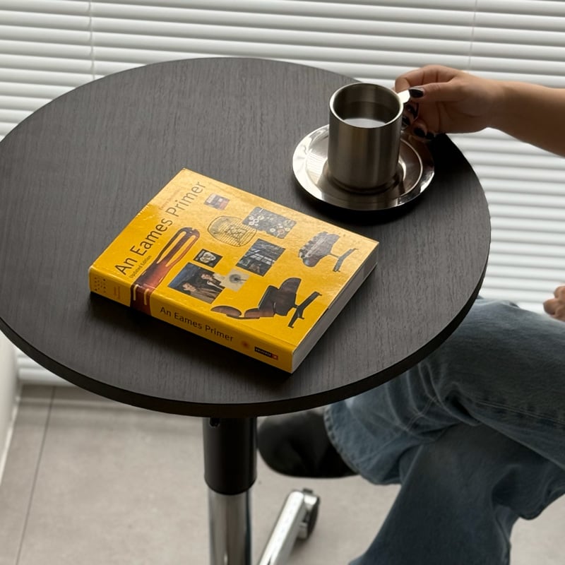 ヴィンテージラウンドキャスターテーブル table-03196 昇降式 キャスター付き ラウンドテーブル ブラック 直径