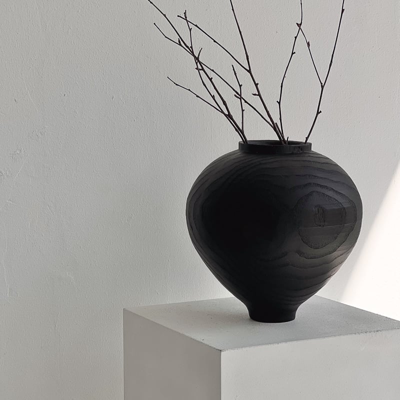 flowervase-03309 wood texture ブラック フラワーベース 花瓶 |