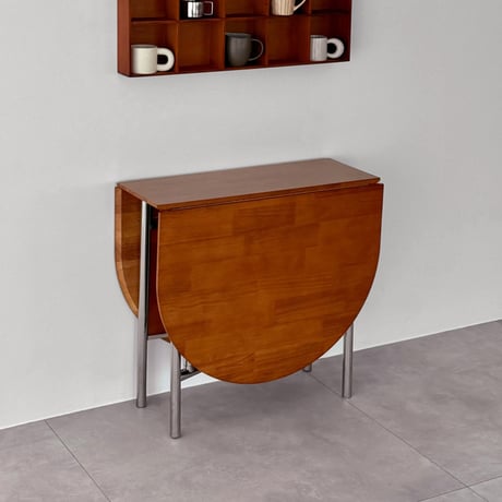 table-03213　受注販売　折り畳み オーバル天板 ホールレッグ ダイニングテーブル ブラウン