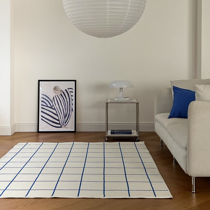 rug-03075 ブルー グラフチェック ラグ 100×150cm / 150×200cm