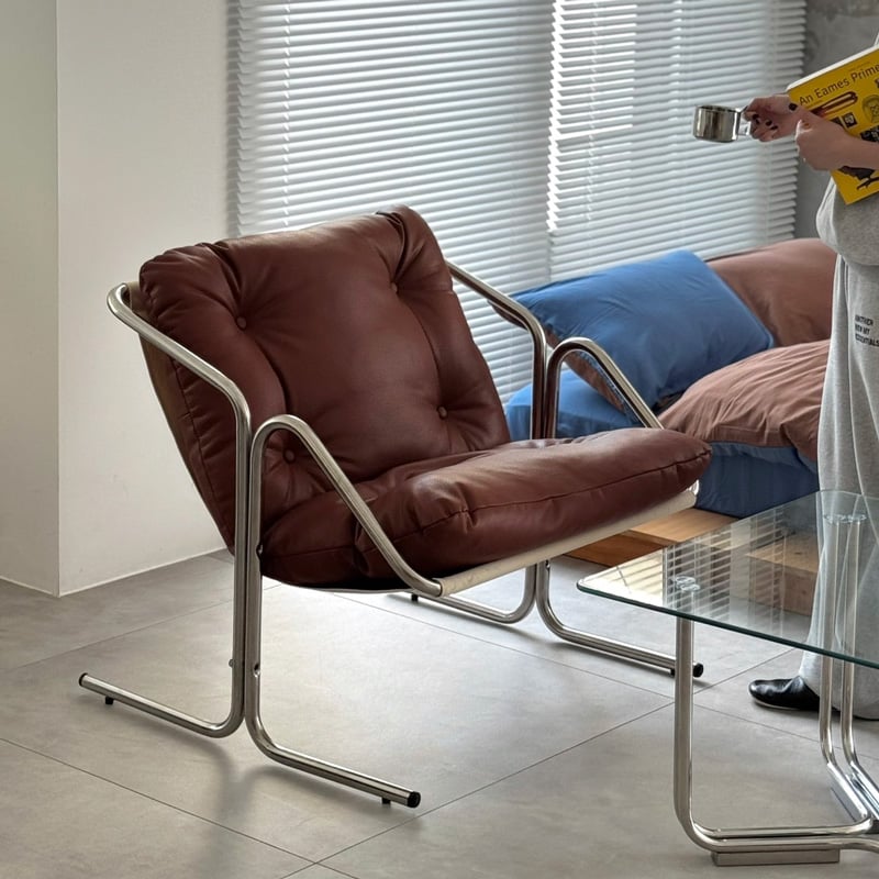 chair-03099 Stainless Sling Leather Lounge Chai
