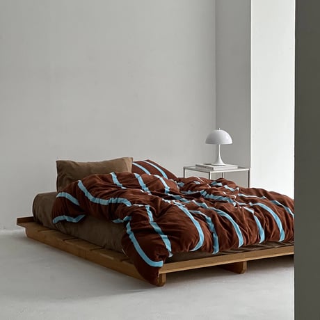 beddingsets-03060　brown×blue あたたか ファイバー厚手 起毛 ストライプ 布団カバーセット
