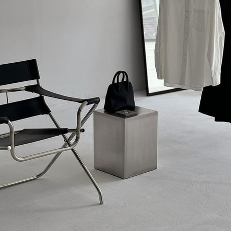 table-03166　ステンレス スクエア サイドテーブル スツール H40 W30