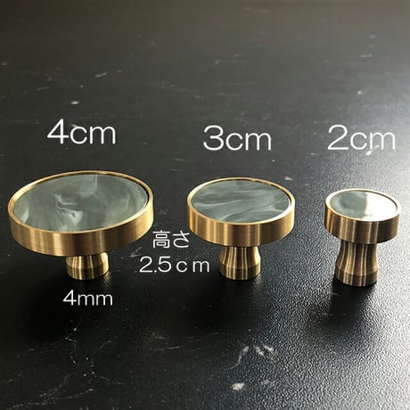 wall-03002　ウォールフック 真鍮 ゴールド 4cm マーブル 壁飾り
