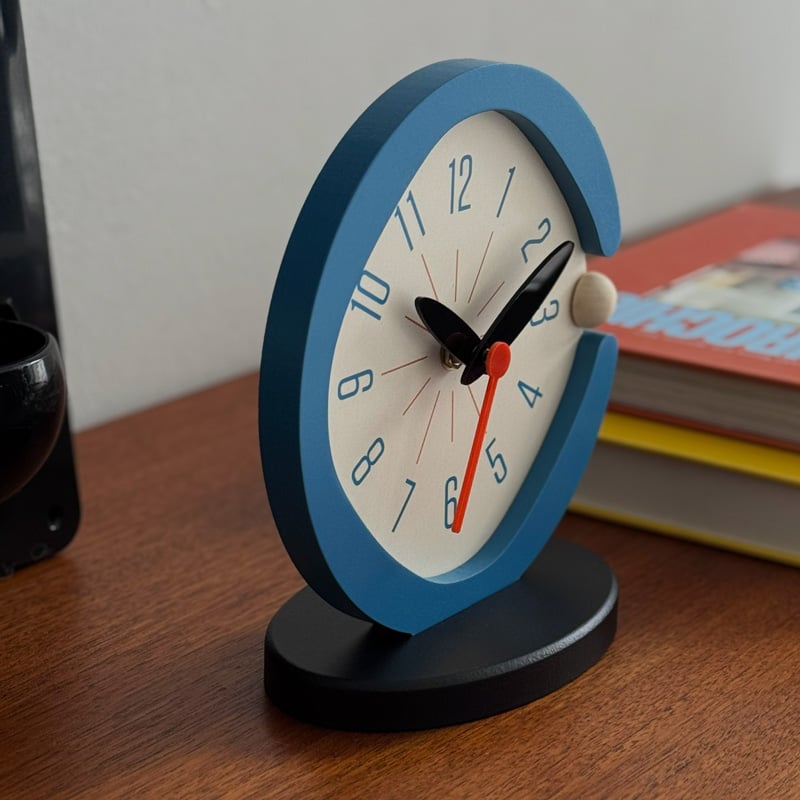 clock-03114 Brown / Blue ニュアンスデザイン テーブルクロック 置き時