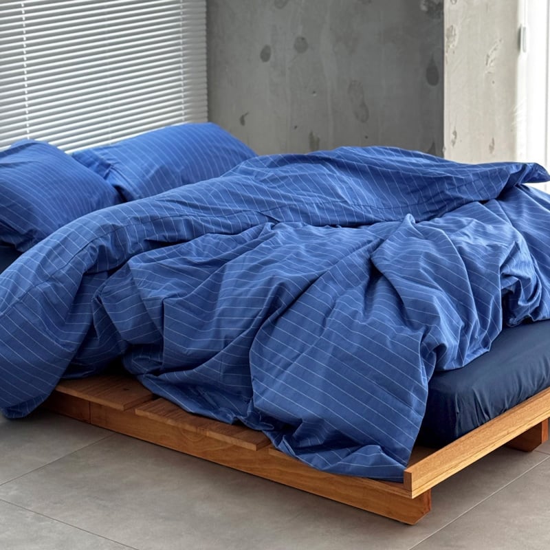 beddingsets-03095 blue ピンストライプ 布団カバーセット | ART O
