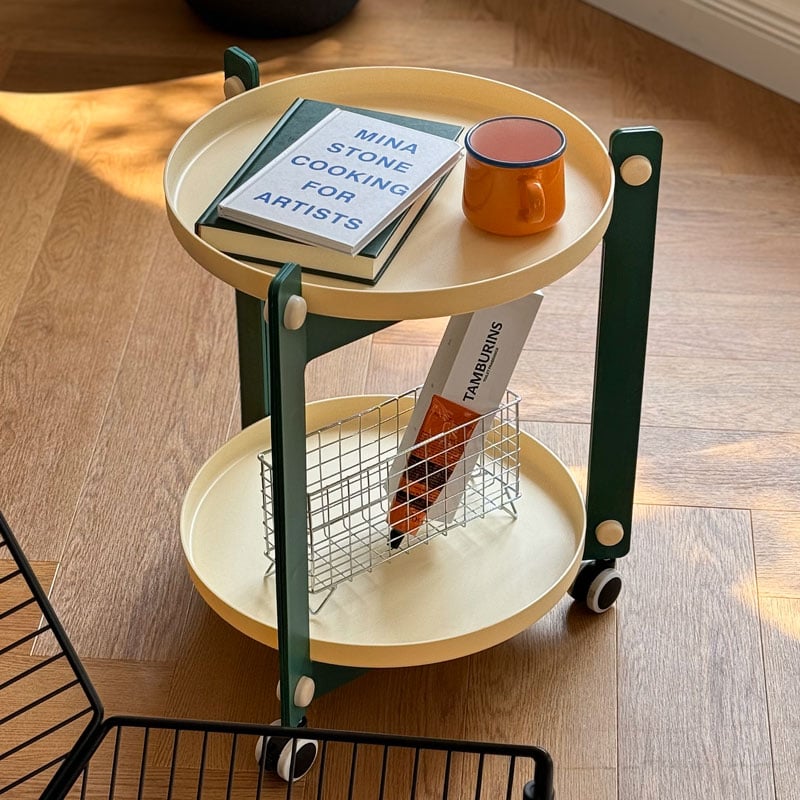 wagon-03014 バイカラー ラウンド キャスター付きワゴン 2段 | ART OF B