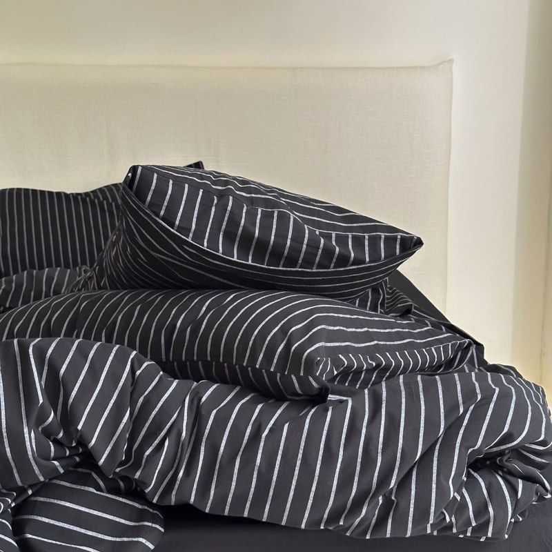 beddingsets-03033 black×white ストライプ 布団カバーセット | beddingsets-03033 black×white ストライプ 布団カバーセット |