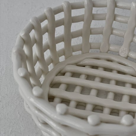 予約販売6月下旬～7月上旬頃発送予定　basket-03075　セラミック バスケット ラウンド オフホワイト