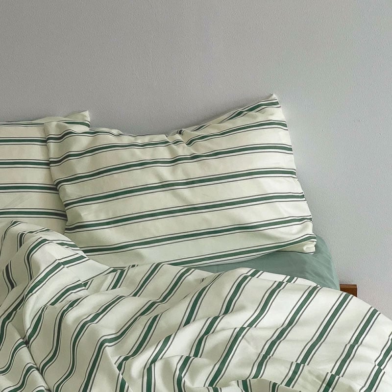 【ART OF BLACK】cream×green シックシンストライプ 楽天市場】cream×green シックシンストライプ 布団カバーセット