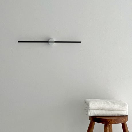 wall-03089　ブラックバー×ホワイト支柱 スライド ライン タオルハンガー 40cm / 50cm