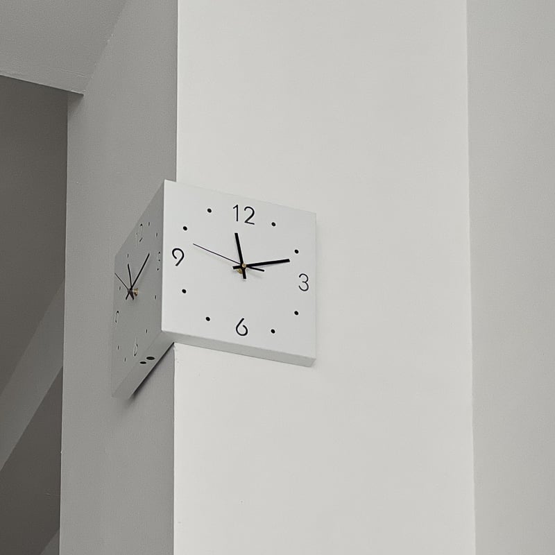 clock-03072 ホワイト コーナー 両面時計 | ART OF BLACK