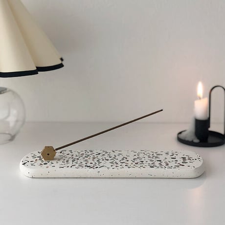 incenseholder-03016　テラゾー オーバル インセンスホルダー お香立て