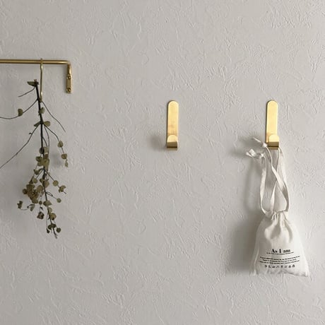 wall-03033　2個セット 真鍮ブラス Jフック ウォールフック 9cm×2cm×3.2cm