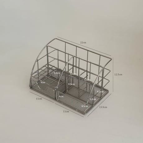 stationery-03024　シルバー スチール デスクオーガナイザー