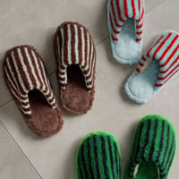 予約販売7月下旬～8月上旬頃発送予定　slipper-03008　もふもふ カラーストライプ ルームシューズ スリッパ