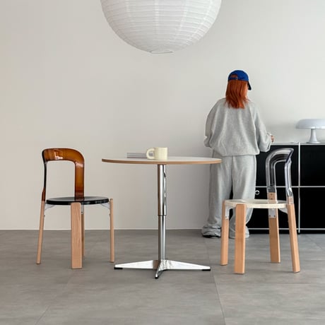 予約販売7月上旬～7月中旬頃発送予定　chair-03093　REY CHAIR ポリカ×天然木 ラウンドチェア リプロダクト