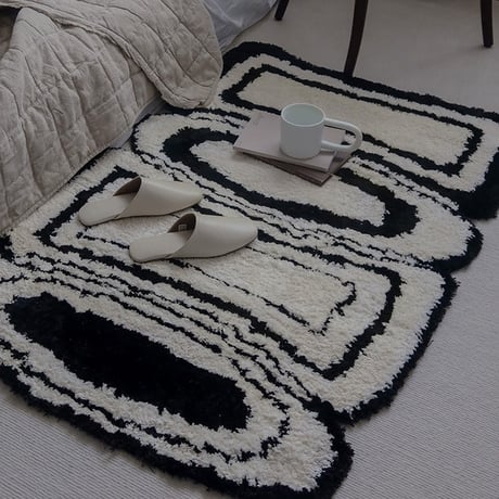rug-03063　Geometric モノトーン ラグ 80cm×110cm