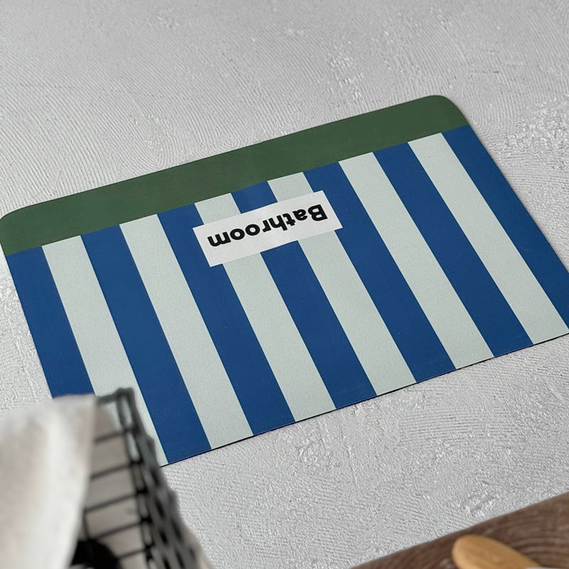 mat-03086 Bathroom ストライプ 珪藻土入り バスマット 40cm