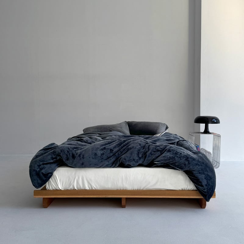 beddingsets-03076 charcoal×offwhite あたたか ファイバー厚