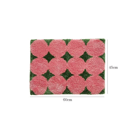 予約販売6月下旬～7月上旬頃発送予定　mat-03096　グリーン×ピンク ドットパターン ラグ 45cm×60cm